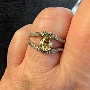 Custom Yellow Diamond And White Diamond Engagement Ring